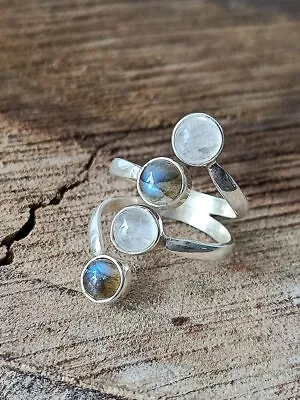 Moonstone And Labrador925 Sterling Silver Band &Statement Handmade Ring All Size • $13.29