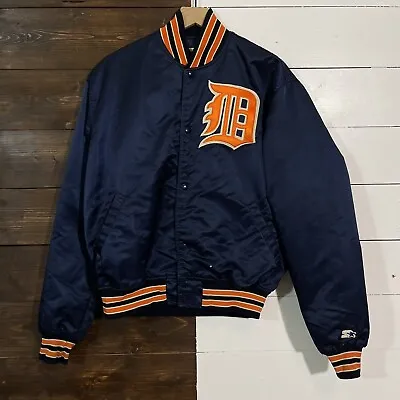 Vintage Starter Detroit Tigers Satin Jacket Mens Large Made In USA MLB • $129.98