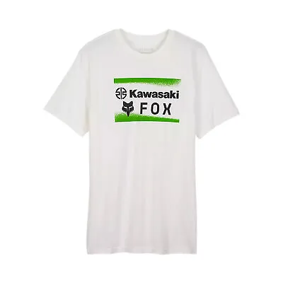 Fox Racing Men's Fox X Kawasaki Premium Off-White Short Sleeve T Shirt Clothi • £37.50