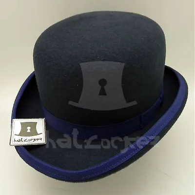 VINTAGE Wool Felt Men Dura Bowler Top Hat Women Derby Unisex NEW | 61cm | Navy • $66