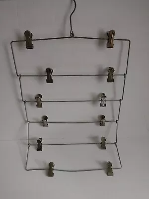 Vintage Metal 6 Tier Skirt Pants Foldable Hanger 12 Heavy Duty Clips Solution  • $9.99