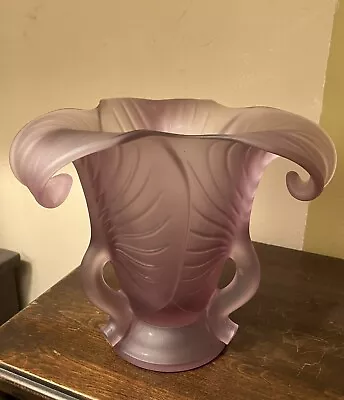 Vintage Amethyst Frosted Pressed Glass Vase Art Deco Style • $150