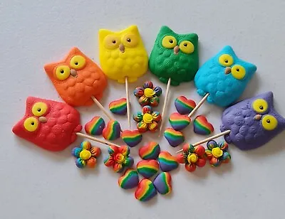 Rainbow Owls Cake Cupcakes Decorations DIY Toppers • £16