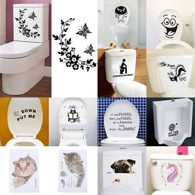 £6.33 • Buy Durable Bathroom Toilet Decoration Seat Art Wall Stickers Decal Home Deco JET TA