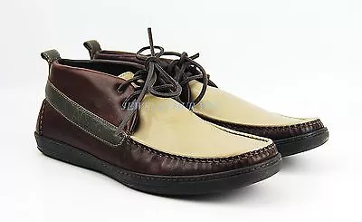 $195 • Buy Bruno Magli Brown Beige Green Handmade Boots 100% Leather Italy New Size 9 # 26