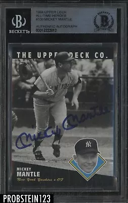 Mickey Mantle HOF Signed 1994 Upper Deck All-Time Heroes #100 AUTO BGS BAS • $345