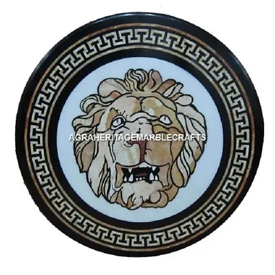 Marble Coffee Table Top Rare Gemstone Lion Face Mosaic Inlay Hallway Decor H495 • $924.04