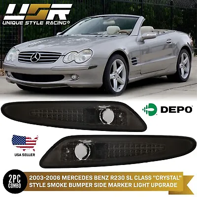 Smoke Bumper Side Marker Lights For 2003-2006 Mercedes Benz R230 SL Class AMG • $38.21