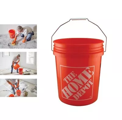 5-Gallon Bucket For Multi Porpuse Use - Plastic Orange Pail Heavy Duty Handle • $6.21