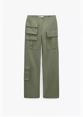 Zara - Women’s Green Straight Leg Cargo Trousers - S • £15