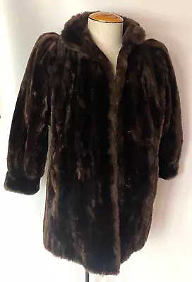 VTG Custom Made In Canada Soft Brown Luxurious Sheared Lamb Fur Coat Jacket Sz L • $195