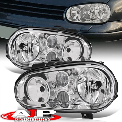 $97.99 • Buy Chrome Head Lights Assembly + Driving Fog Lamps For 1999-2006 VW Golf GTI MK4 IV