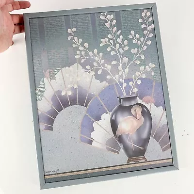 Vintage Justin Coopersmith 80S Art Deco Flamingo Framed Lithograph Print Poster • $49