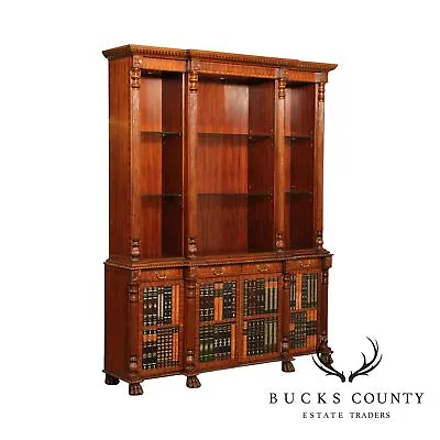 Maitland Smith Regency Style Large Mahogany Bookcase Breakfront • $4995