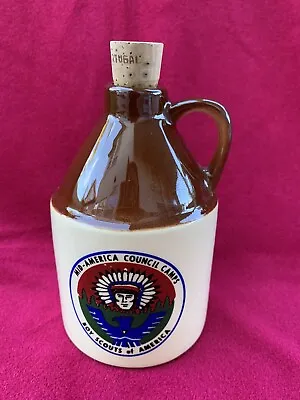 Stoneware Small Mini Boy Scouts Mid-America Council Camps Miniature Jug Bottle • $49.99