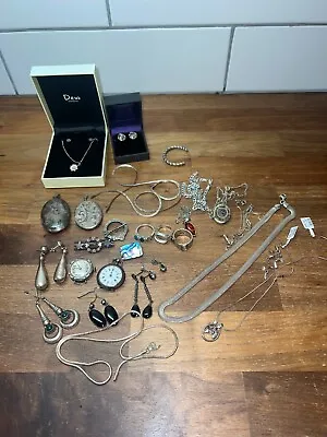 COLLECTION OF VINTAGE HALLMARKED STERLING SILVER JEWELLERY - IDEAL RESALE 165g + • £129.99