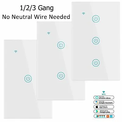 1/2/3/4 Gang WiFi Smart Wall Touch Light Switch Glass Panel For Alexa/Google APP • $14.88