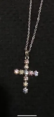 Cookie Lee Necklace Cross Iridescent AB Crystal Faith Religious Jewelry • $7