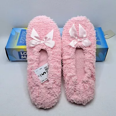 NOS Vintage Love Mates House Slippers Chenille Terry Ballerina Pink Women's • $19.99