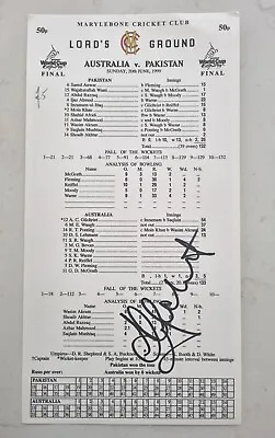 Australia V Pakistan 99 World Cup Final Cricket Scorecard Signed Adam Gilchrist  • $139