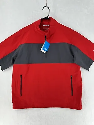 Columbia Golf Jacket Mens Large Red Early Riser WindShirt 1/4 Zip Pullover $125 • $36