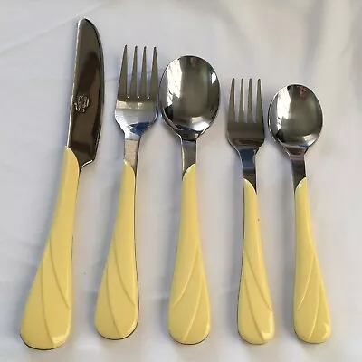 Fiesta Vintage Mid Century Pale Yellow 5 Piece Lot Set Knife Forks Spoons • $14.99