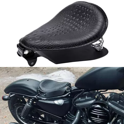 Motorcycle Alligator Black Solo Seat For Harley Softail Springer Chopper Bobber • $88.63