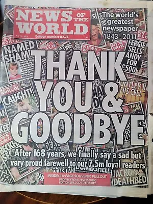 NEWSPAPER - News Of The World - Last Edition - July 10 2011 - Original • £4.79