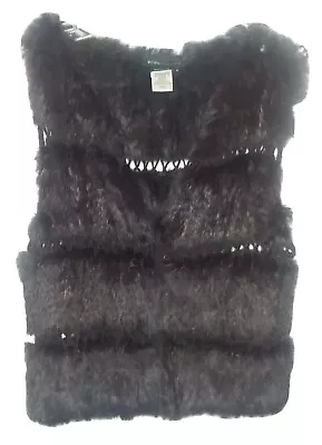 BCBGMaxAzria Genuine Rabbit Fur Crochet Panel Vest Brown Size Medium • $22.99