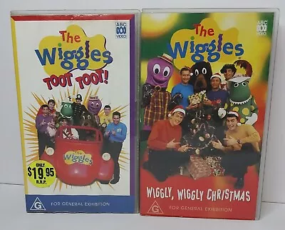 2x The Wiggles VHS Toot Toot & WigglyWiggly Christmas 97 & 98 Original Wiggles  • $8