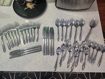 Utica Japan & Mar-Crest USA Stainless Steel  Flatware Atomic Stars 42 Pc • $35