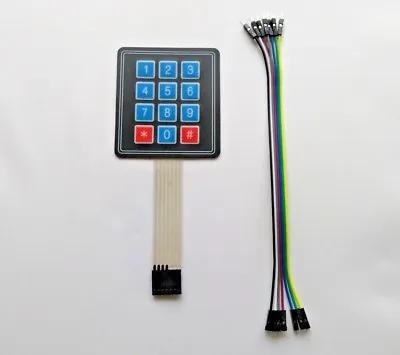 12 Button 4x3 Adhesive Membrane Keypad And Cables For Raspberry Pi Alarm System • $3.10