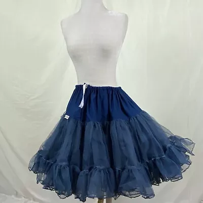 Square Dance Petticoat Blue Vintage Adjustable Elastic 2 Tier Town & Country • $49