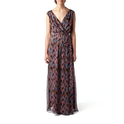 £299 • Buy MW By Matthew Williamson Silk Black Feather Sleeveless Maxi Dress