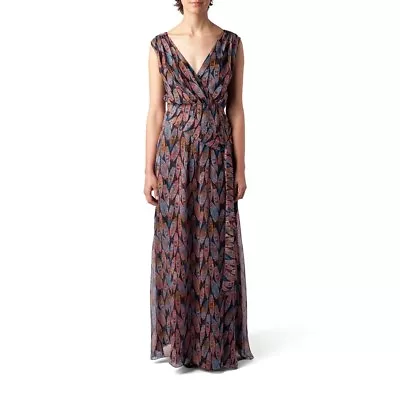 MW By Matthew Williamson Silk Black Feather Sleeveless Maxi Dress • £299