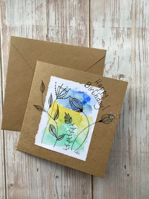 £3.50 • Buy Hand Painted Birthday Card, Original Art Card