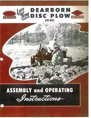 Ford Dearborn 3pt Hitch Tractor 10-80 Lift Type Disc Plow Owners Manual 8n 2n 9n • $18.50