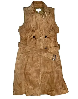 Chelsea28 + Olivia Palermo Tan Brown Suede Leather Sleeveless Trench Dress Med M • £96.41