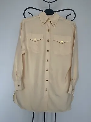 Chanel Silk Peach Cream Gold Cc Logo Buttons Blouse Vest Top Shirt Uk 14 16 • £400