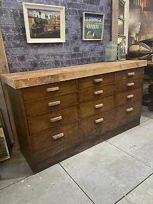 £850 • Buy Antique Oak Merchant Chest Collectors Drawers With Reclaimed Top. Sideboard