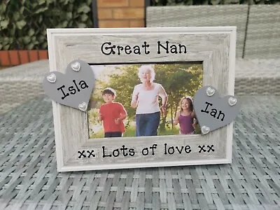 Personalised Great Nan Grandad Grandma Grandparents Photo Picture Frame In Grey. • £14.95