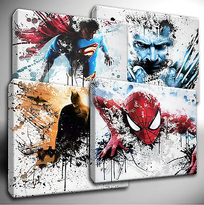 Marvel Avengers / DC Characters Paint Splatter CANVAS Wall Art Picture Print • £16.99