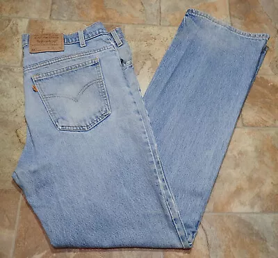 Vintage Levi's Men's 517 Orange Tab Bootcut Blue Denim Jeans Tag Size 36X34 USA • $25