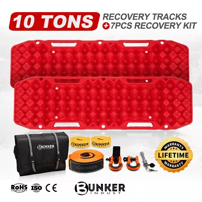 10T Red Recovery Tracks Board + 7PC Recovery Kit Gear Offroad 4WD Accessories • $168.95