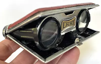 Retro Folding Binoculars LICHT Sports Opera Coated Lens Japan Tan Leather • $35