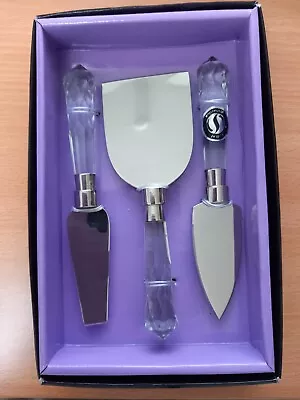 Vintage Style Glass Handle Cheese  Knife Set Boxed NEW • £12.50
