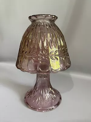 Vintage Iridescent Amethyst Glass 3/piece Fairy Lamp/votive Holder • $55