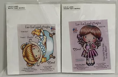La La Land Crafts HEART KEY MARCI Bath Time Girl Cling Rubber Stamps Lot Of 2 • $29.99