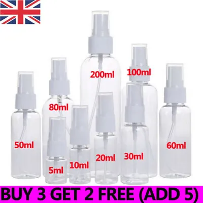 £4.02 • Buy 5-200ml Transparent Spray.Bottle Plastic  Refillable Small Travel Mist Empty New