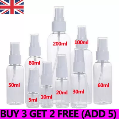 £4.02 • Buy 5-200ml Transparent Spray.Bottle Plastic  Refillable Small Travel Mist Empty New